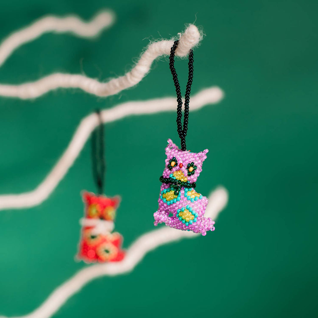 Cat Beaded Ornament - Guatemala