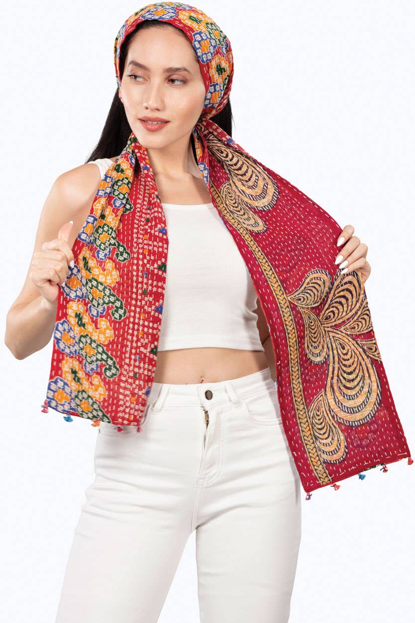 Reversible Kantha Head Scarf