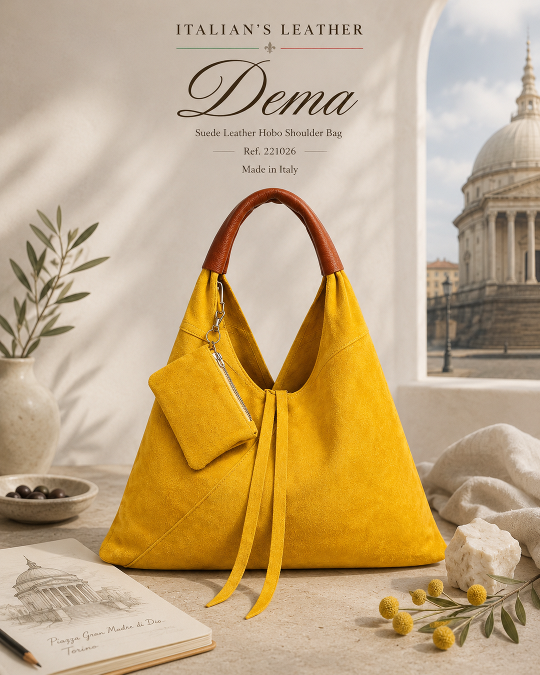 Dema Suede Leather Bag - Italy