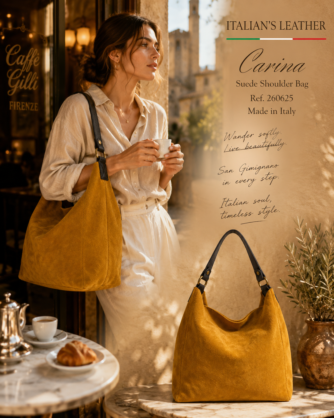 CARINA - Suede leather bag