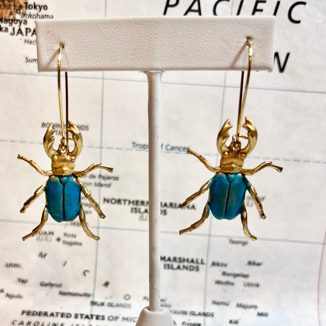 Verdigris Beetle Earrings - Salem, MA