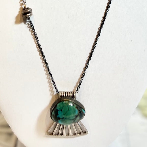 Sterling Silver Tibetan Turquoise Thai Designer Necklace
