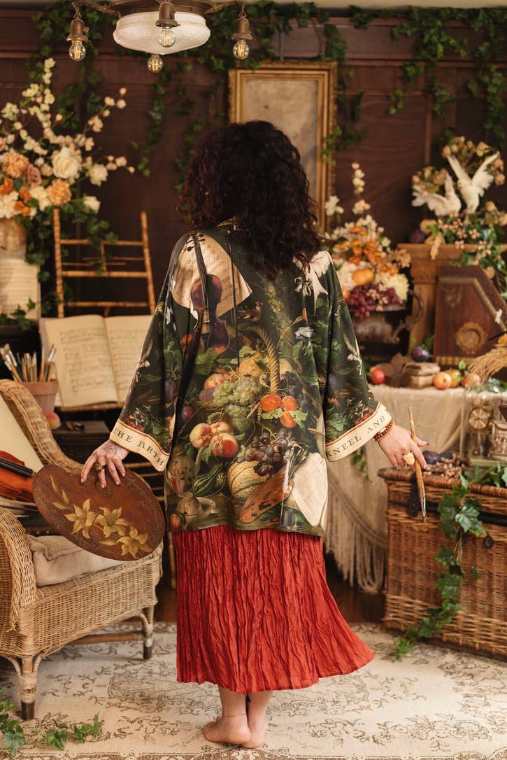 Labour of Love Matineé (mid length) Duster w/ Florals & Violin