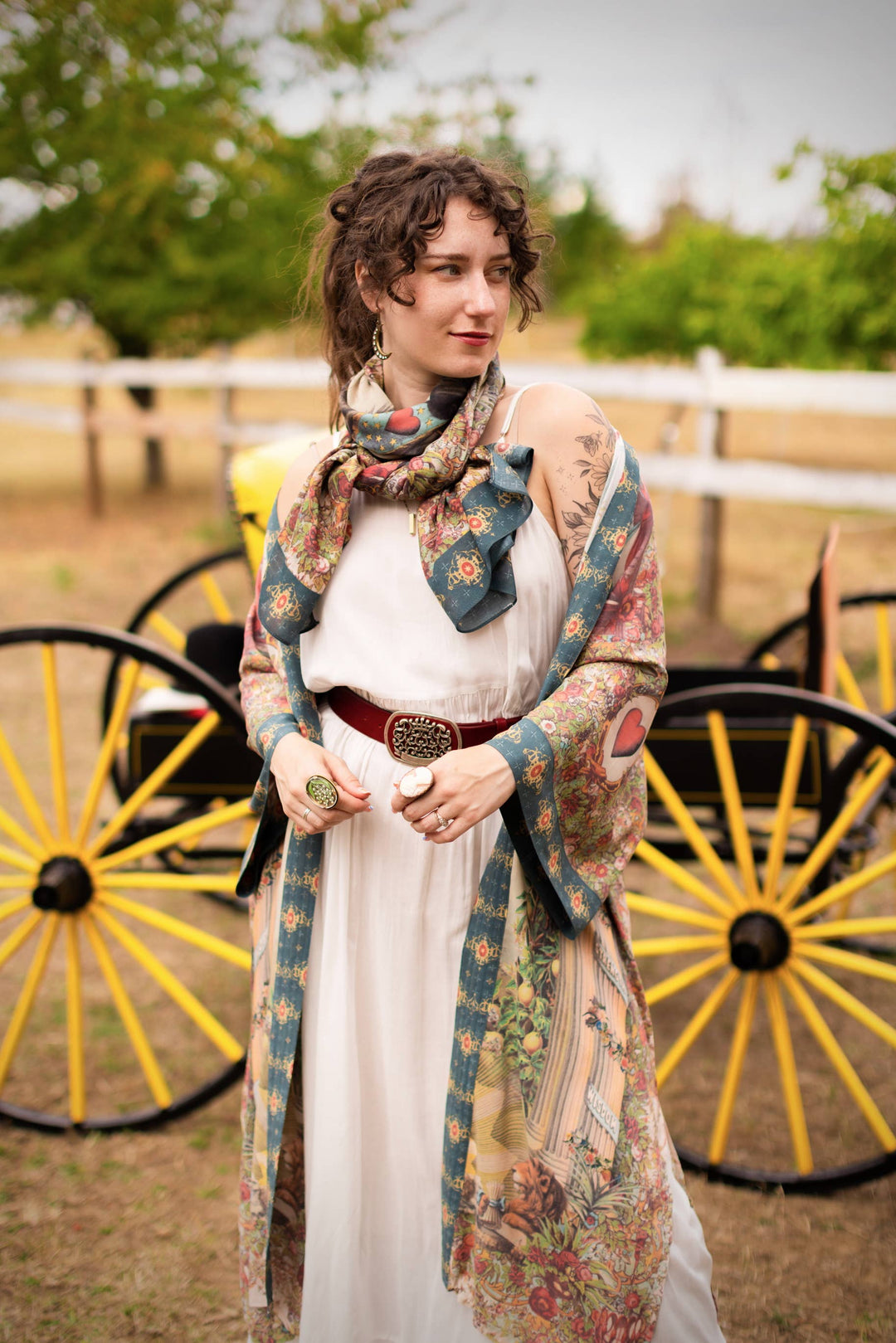 Love Revolution Bohemian Scarf with sun, horse, & florals - Canada