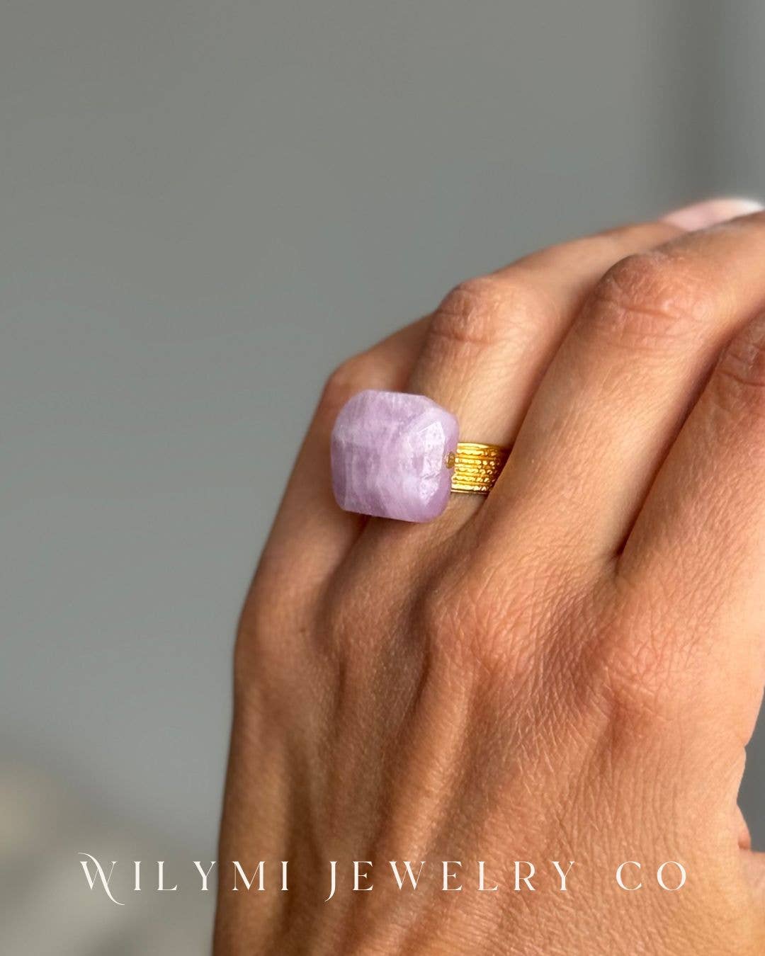 SOFT Lavender Kunzite Ring | 24k GF | Brilliant Matte Gold