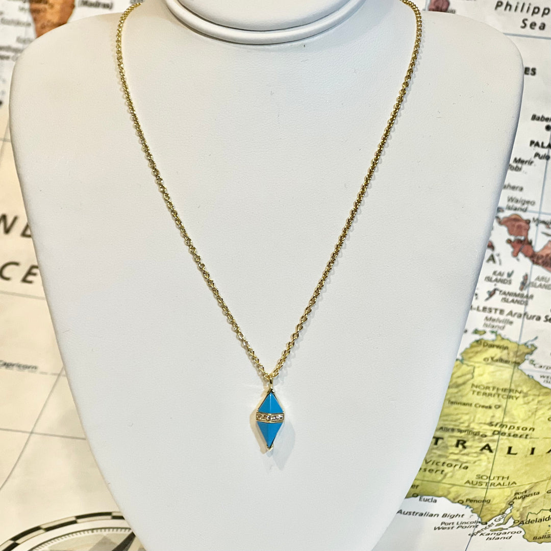 Turquoise & Gold Tarot Necklace -