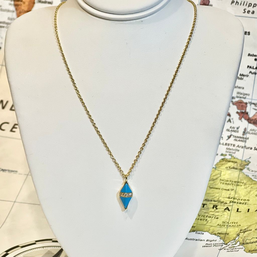 Turquoise & Gold Tarot Necklace -