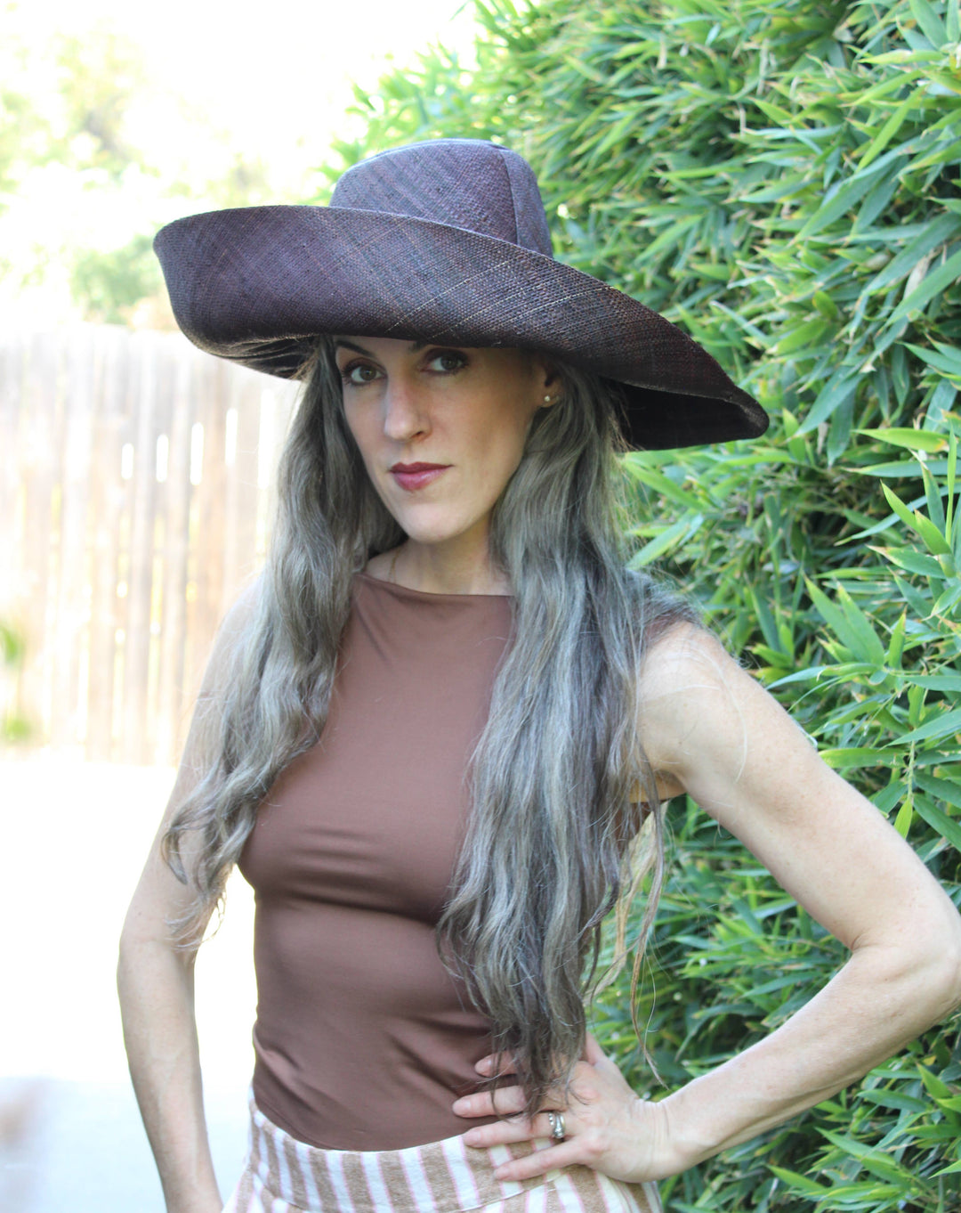 Monica 5" & 7" Wide Brim Solid Color Packable Straw Sun Hats