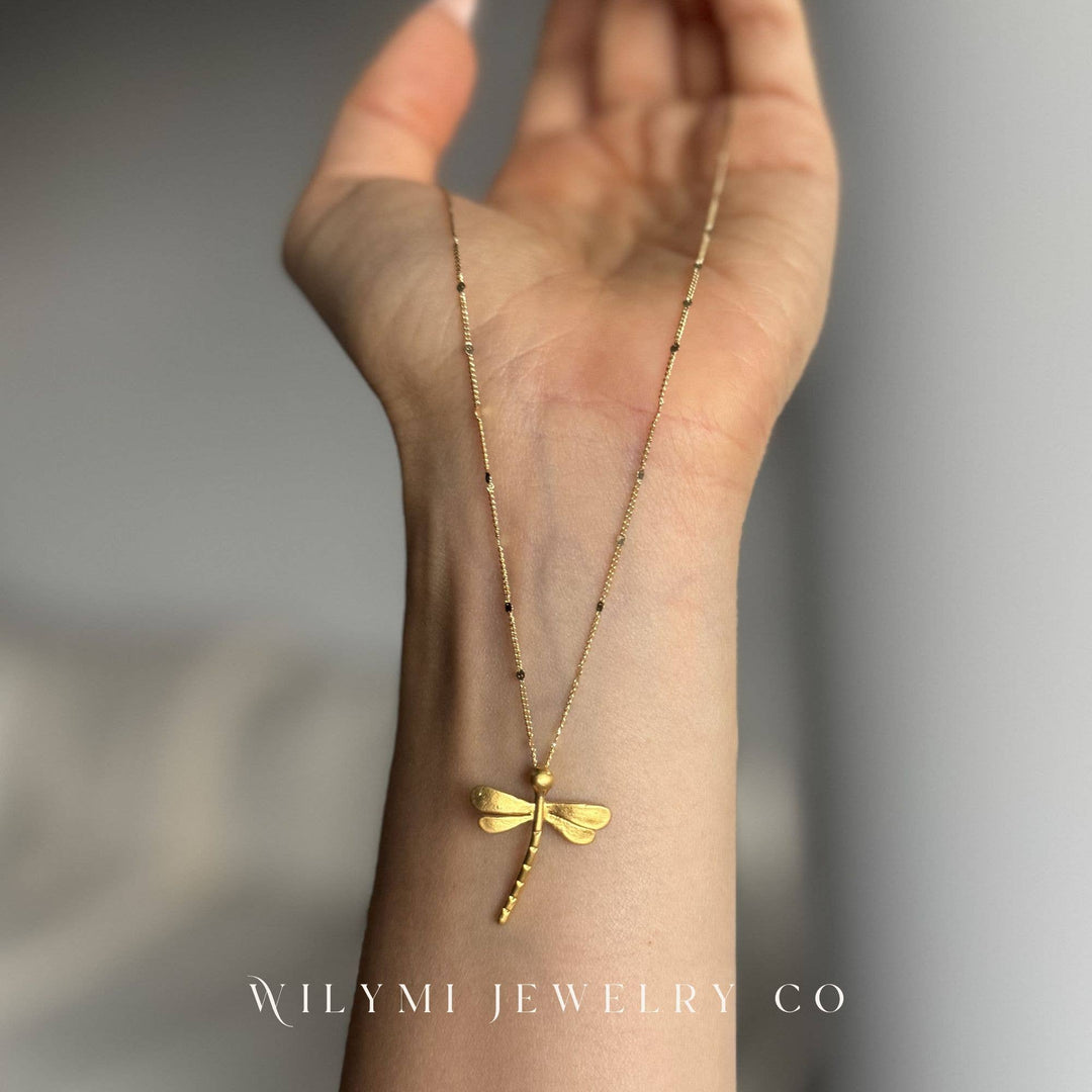 Mini Dragonfly Necklace | Gold Filled | Sparkling