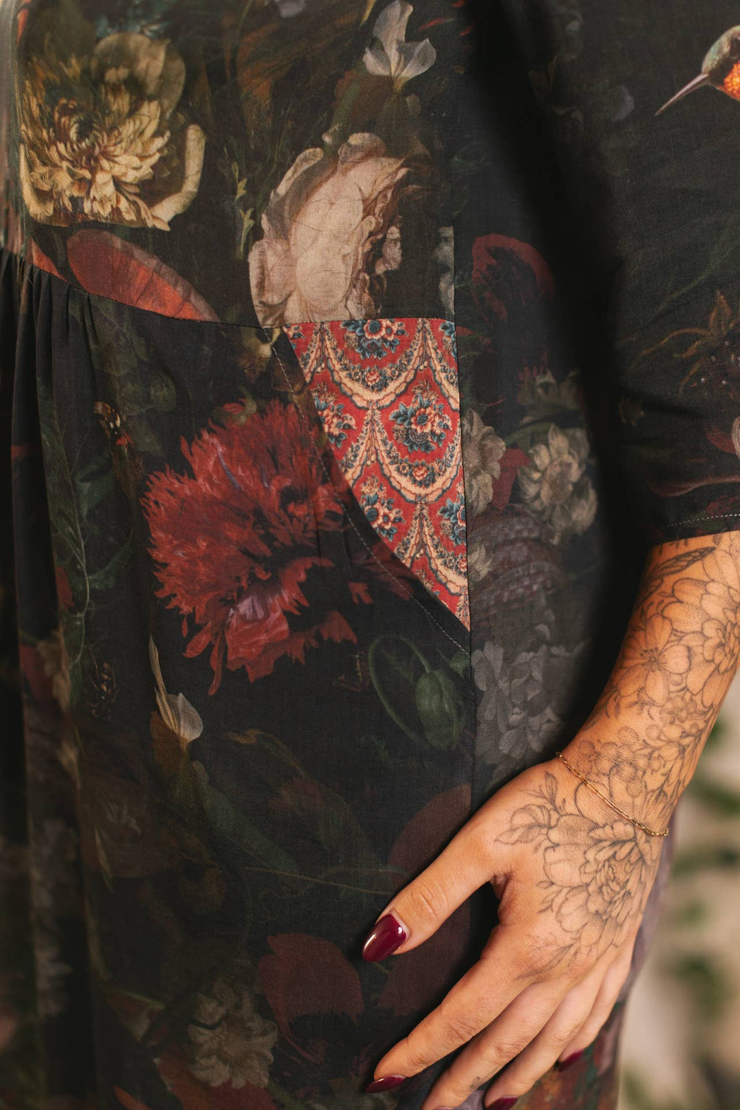 Flight of Fancy Artist Dress Tunic w/ Pockets & Hummingbirds
