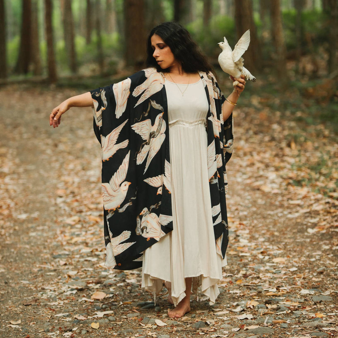 Midnight Doves Bohemian Goddess Starduster Kimono - Canada