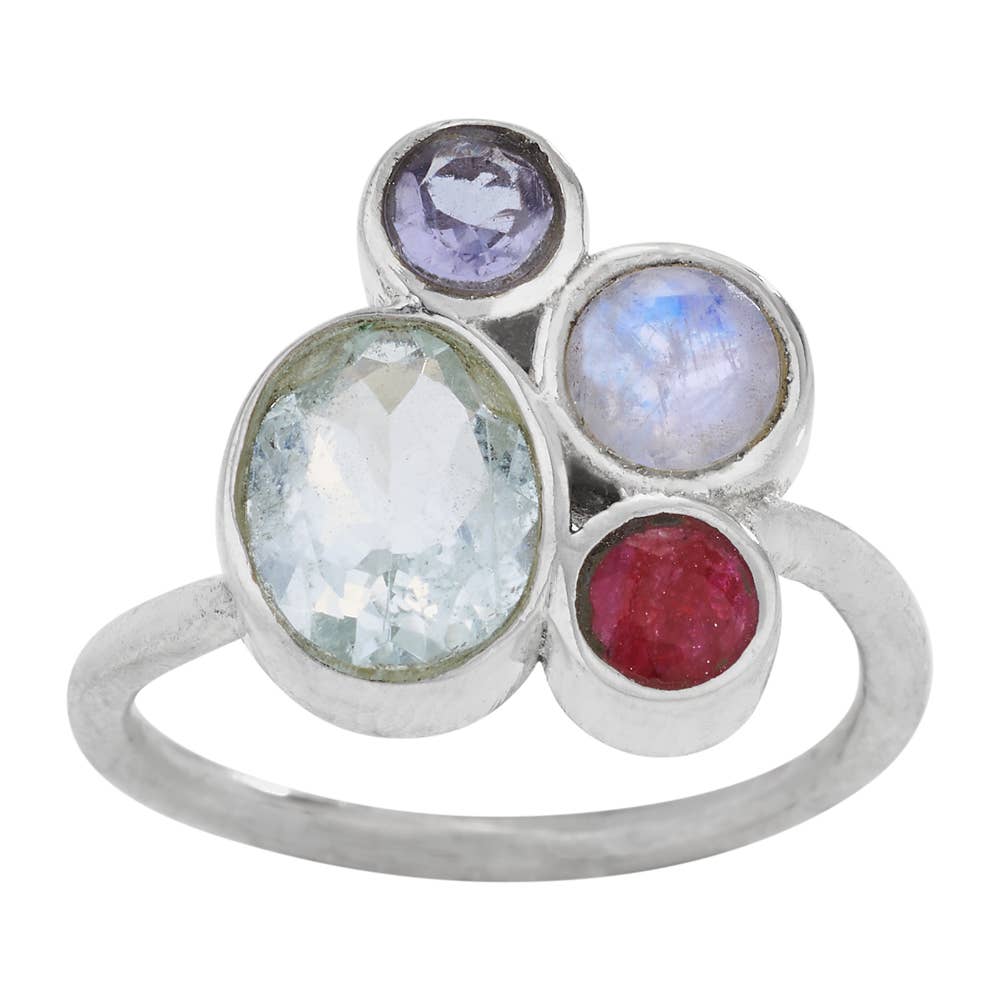 Multi-stone Sterling Silver Ring - Bali