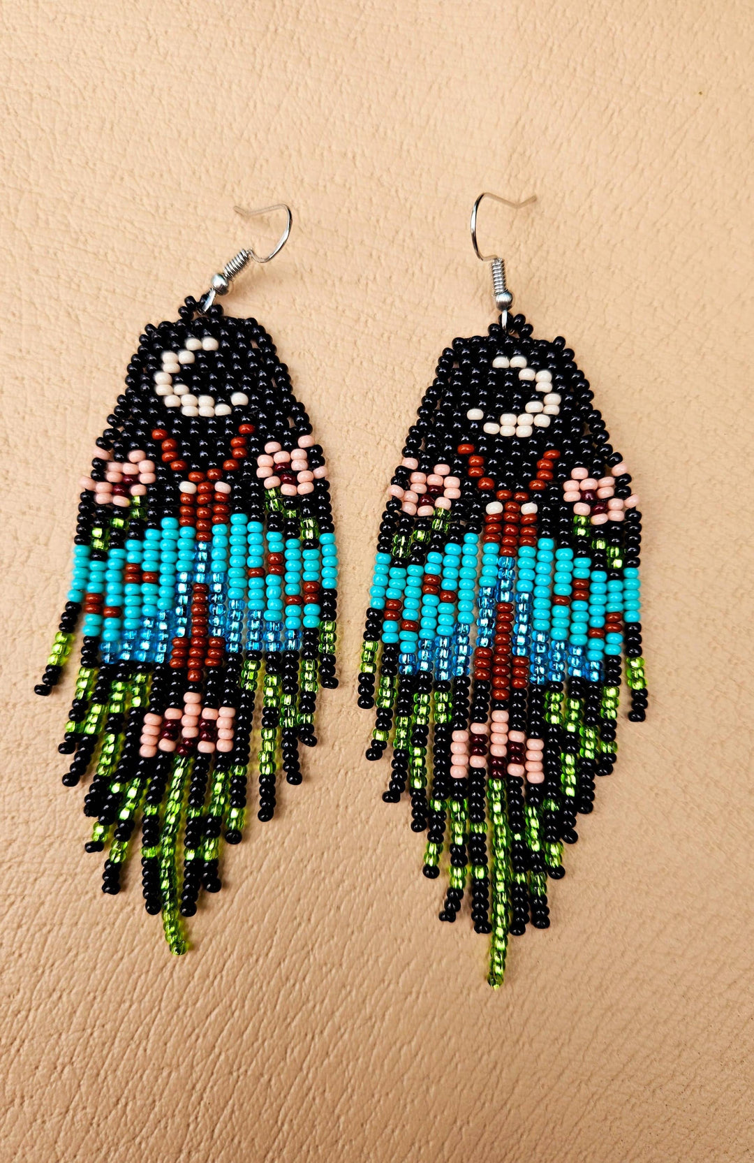Blue Moonlight Moth Fringe Earrings - Guatemala