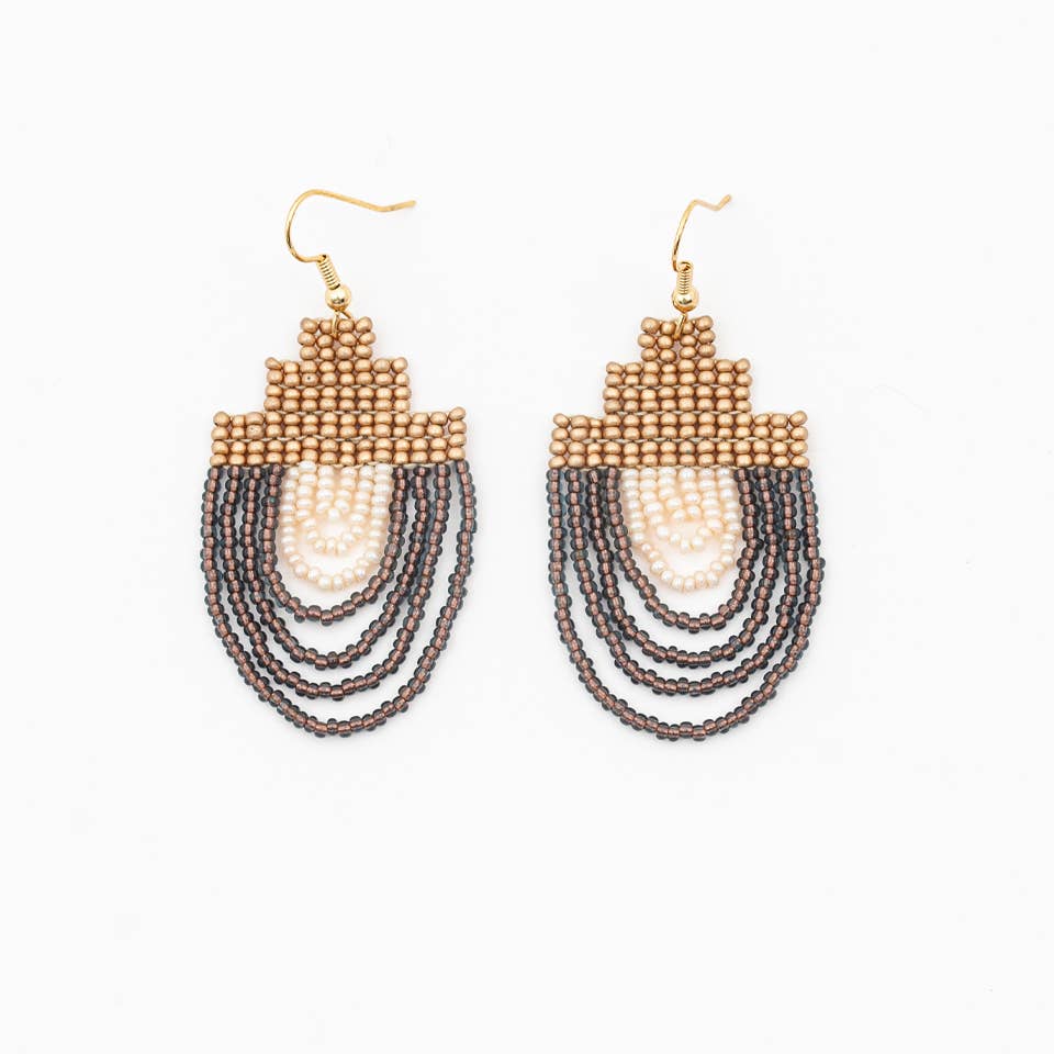 Mayan Pyramid Beaded Earrings - Guatemala