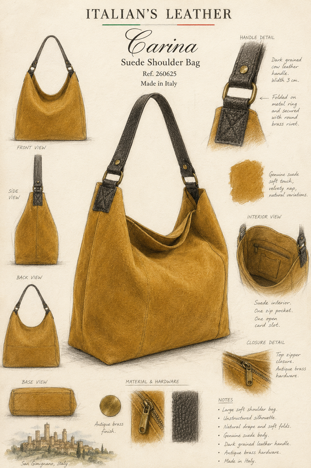 CARINA - Suede leather bag