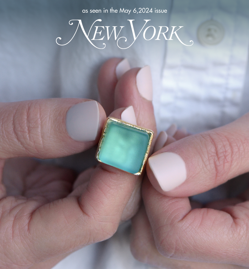 CUBE GOLD RING AQUA | Sustainable Jewelry | Seaglass Style