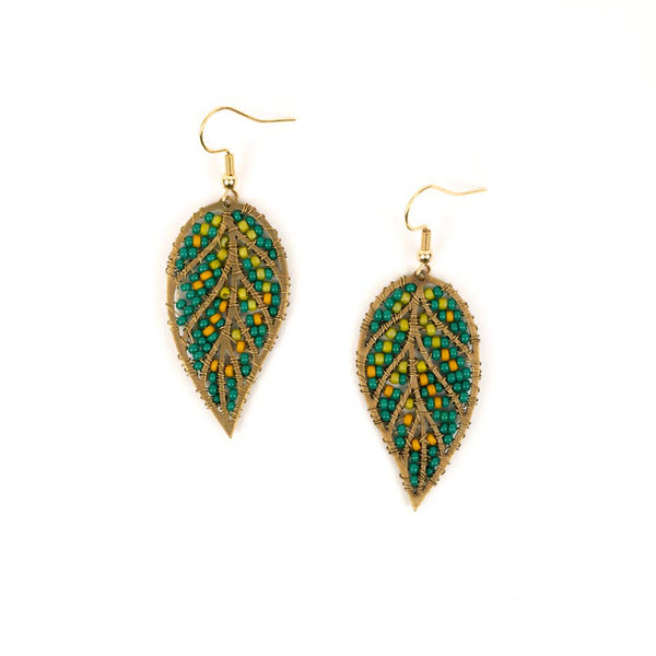 Beaded Leaves Earring - Guatemala