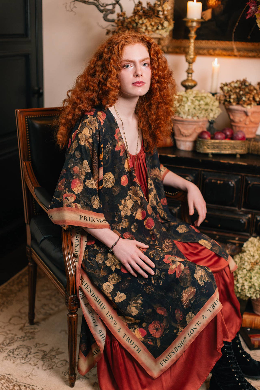 Heart of Gold Goddess Starduster Kimono w/ Sacred Heart