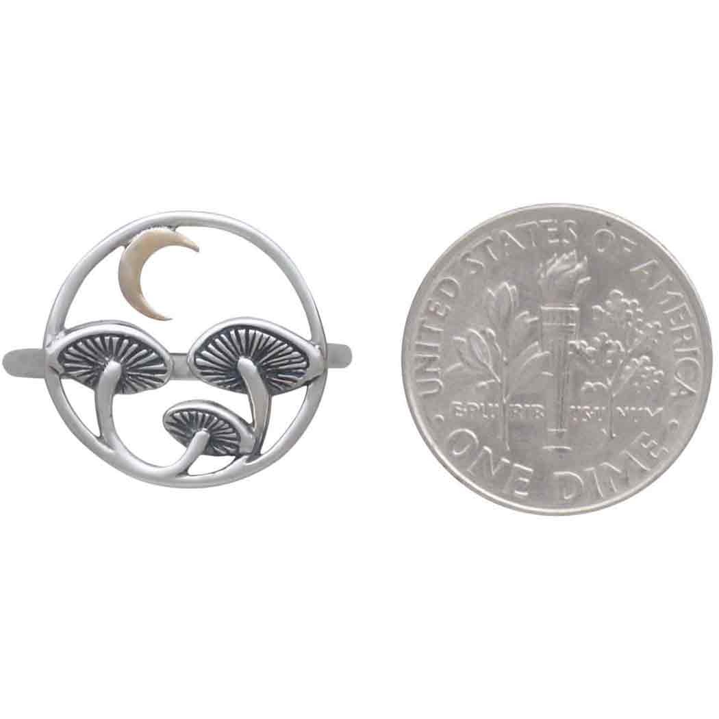 Sterling Silver Mushroom Ring with Bronze Moon - Bali