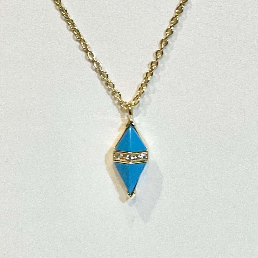 Turquoise & Gold Tarot Necklace -