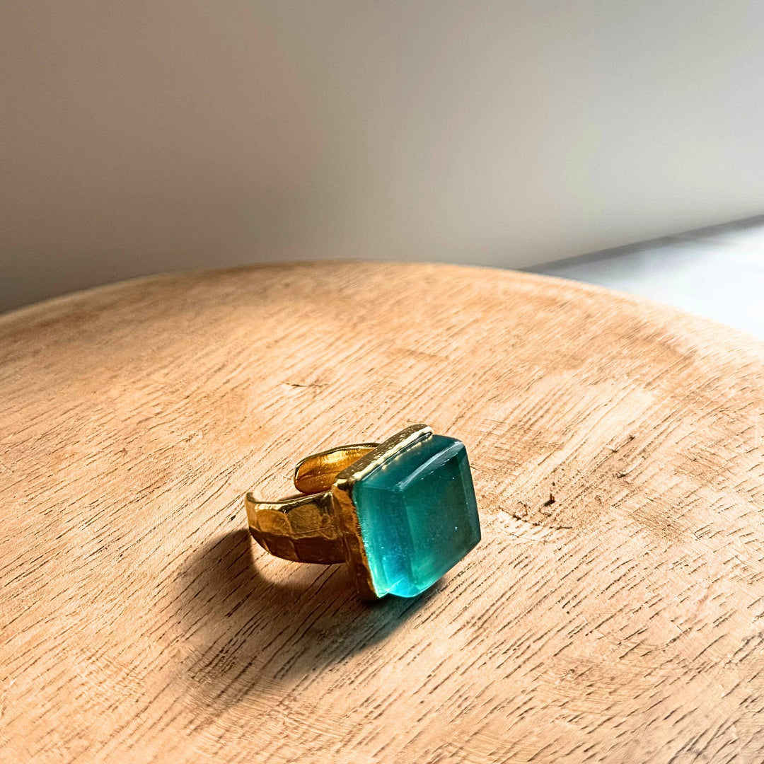 High Gloss Gold Smart Glass Adjustable Statement Ring - USA