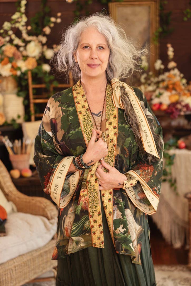 Labour of Love Matineé (mid length) Duster w/ Florals & Violin