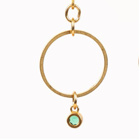 Small Green Bezel Drop Earring - Guatemala