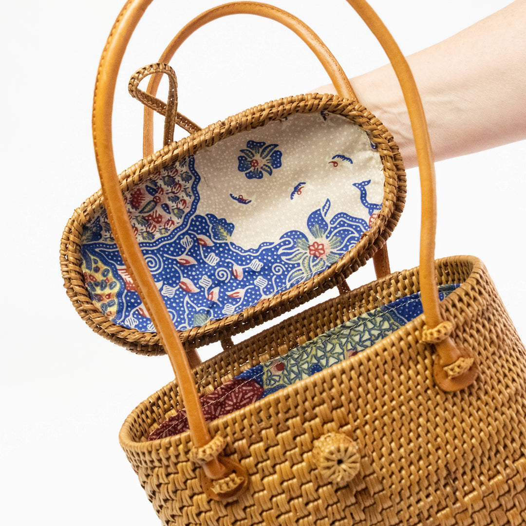 Ata Vine Sewing Basket Handbag Bag with Curved Top - Bali