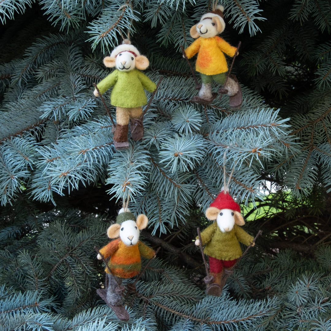 Ornament - Christmas Decor - Mouse on Skis, Assorted