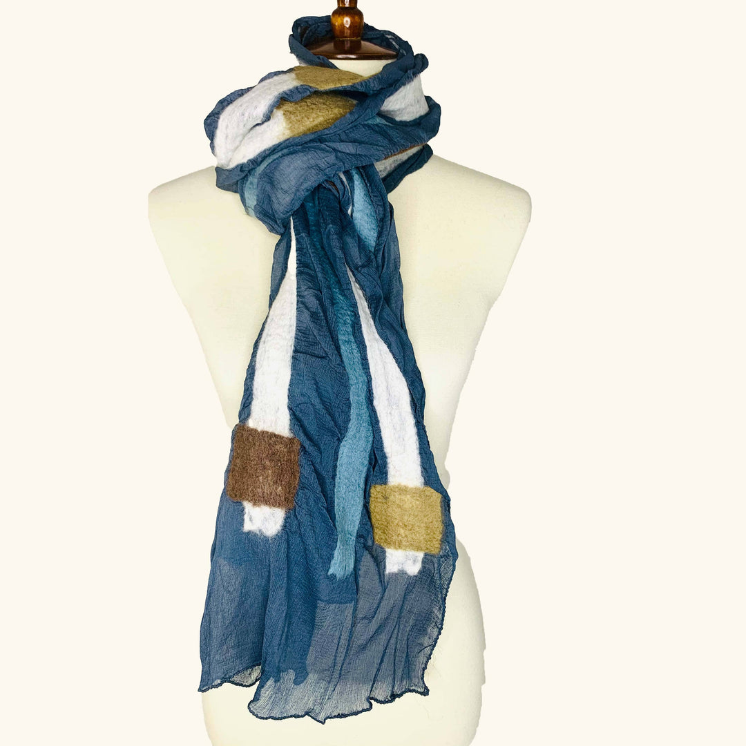 Squares & Stripes Blue/Gray Scarf - Napal