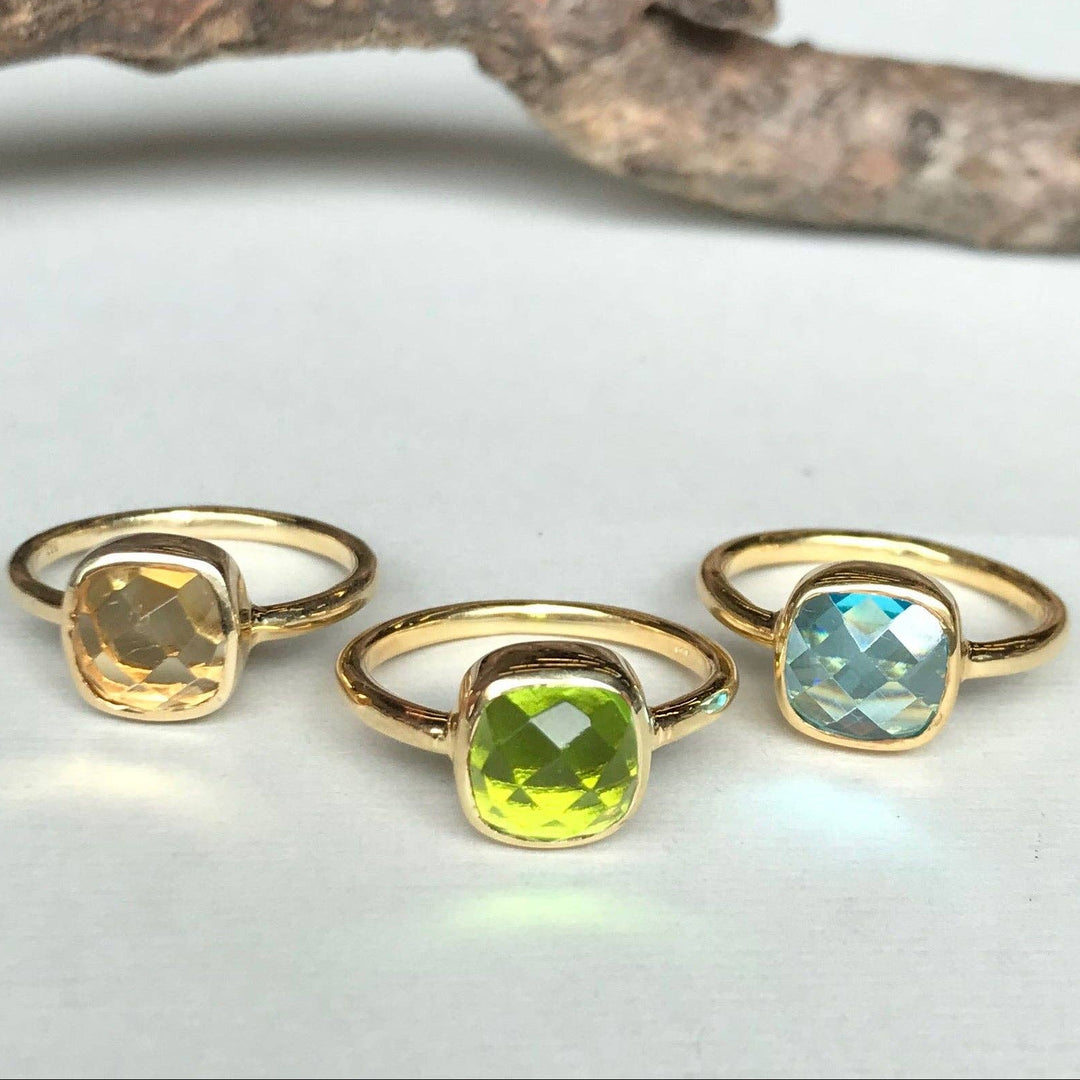Square Faceted Stone Ring - Connecticut