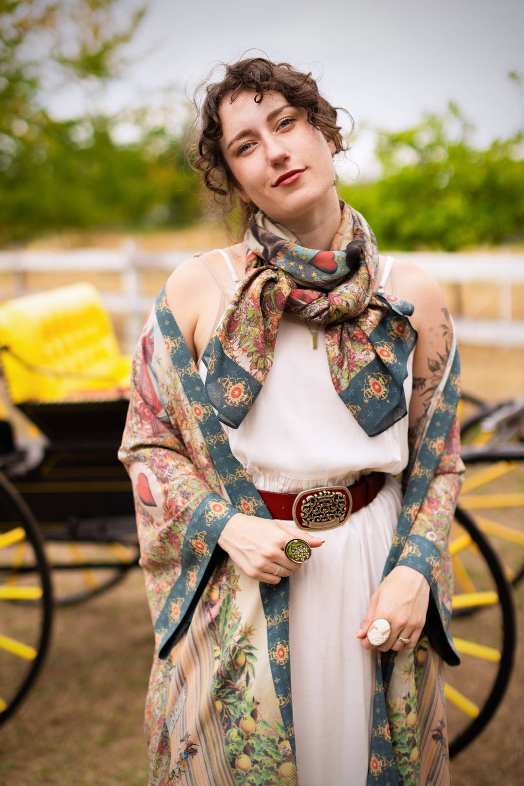 Love Revolution Bohemian Scarf with sun, horse, & florals - Canada