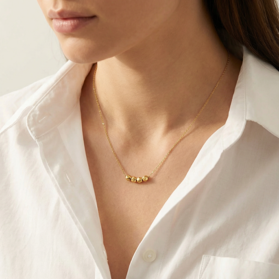 Dainty Everyday Gold Tiny Bead Layering Necklace - Connecticut