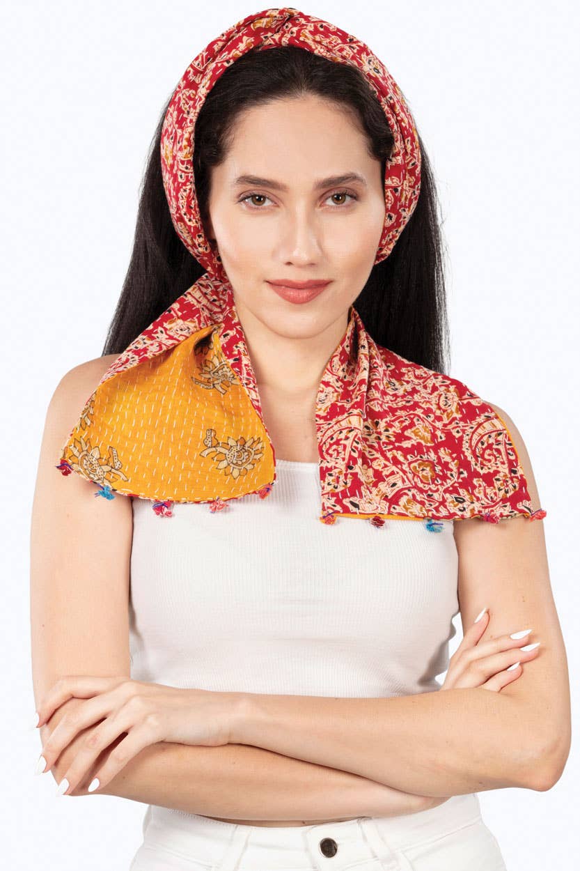 Reversible Kantha Head Scarf