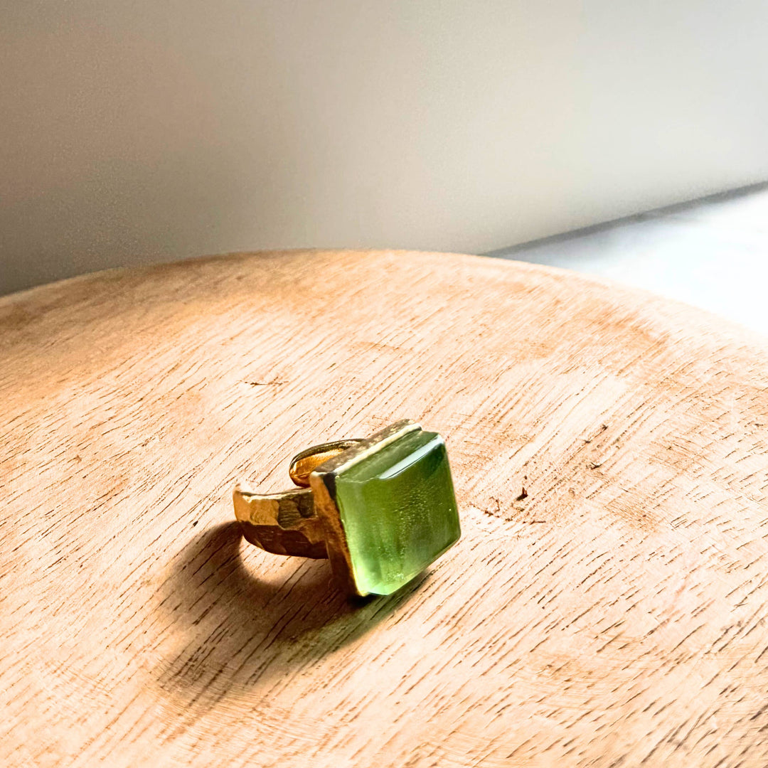 High Gloss Gold Smart Glass Adjustable Statement Ring - USA