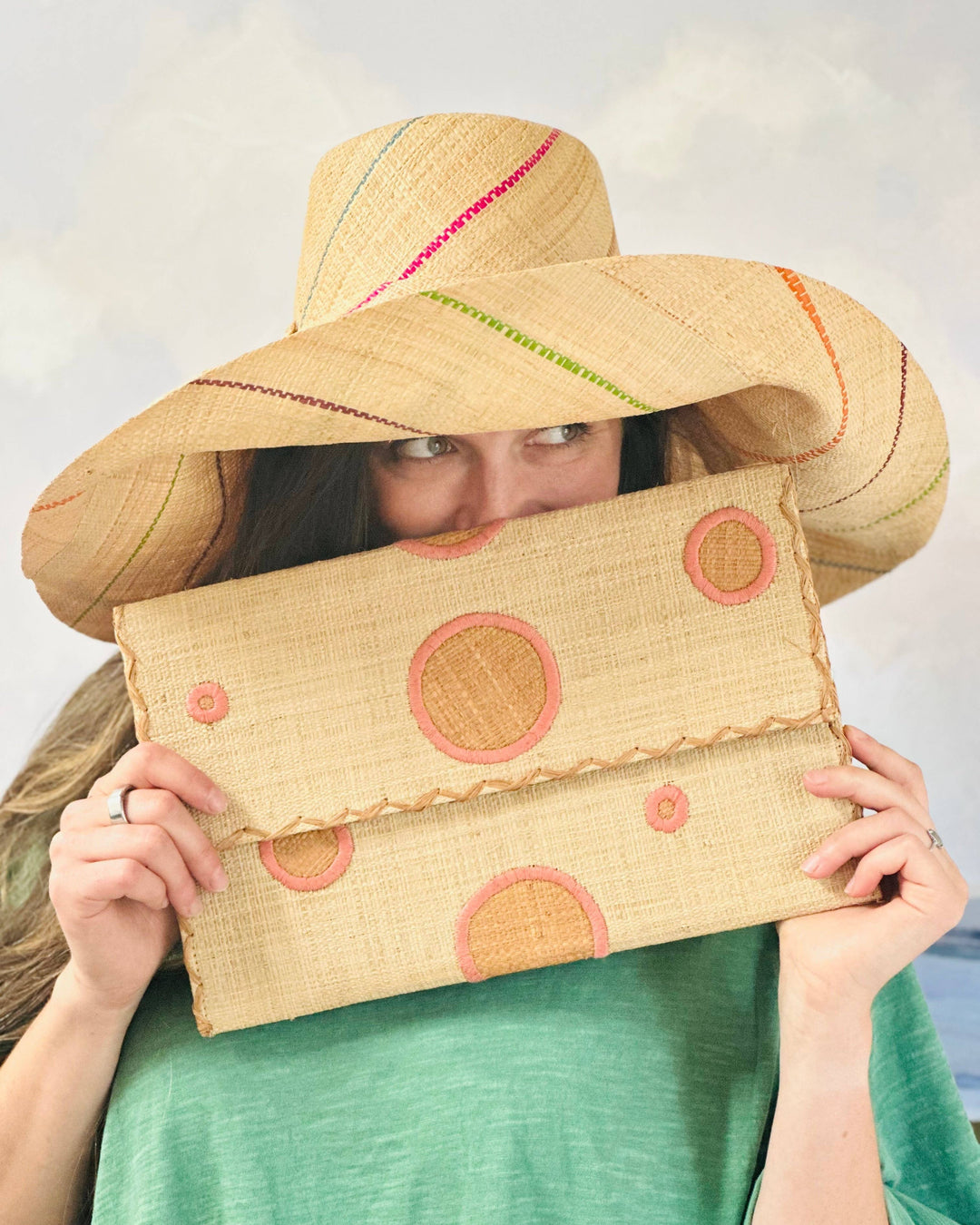 Sun Hats: Pinstripe Packable 5" & 7" Brim Raffia Straw
