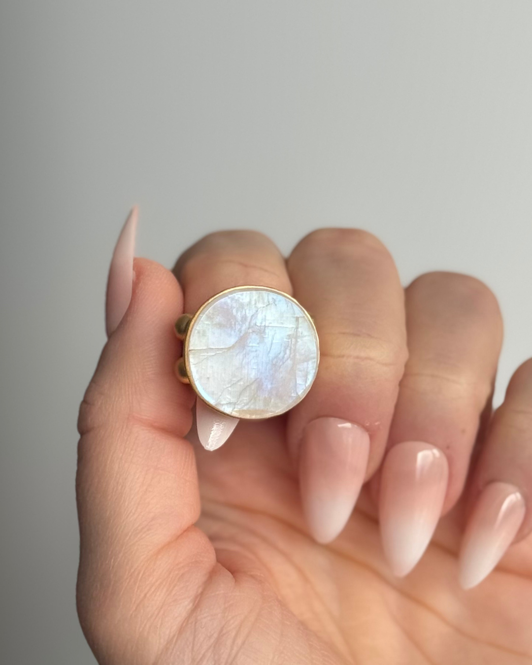 Rainbow Moonstone Cocktail 20mm Ring | GF | Adjustable