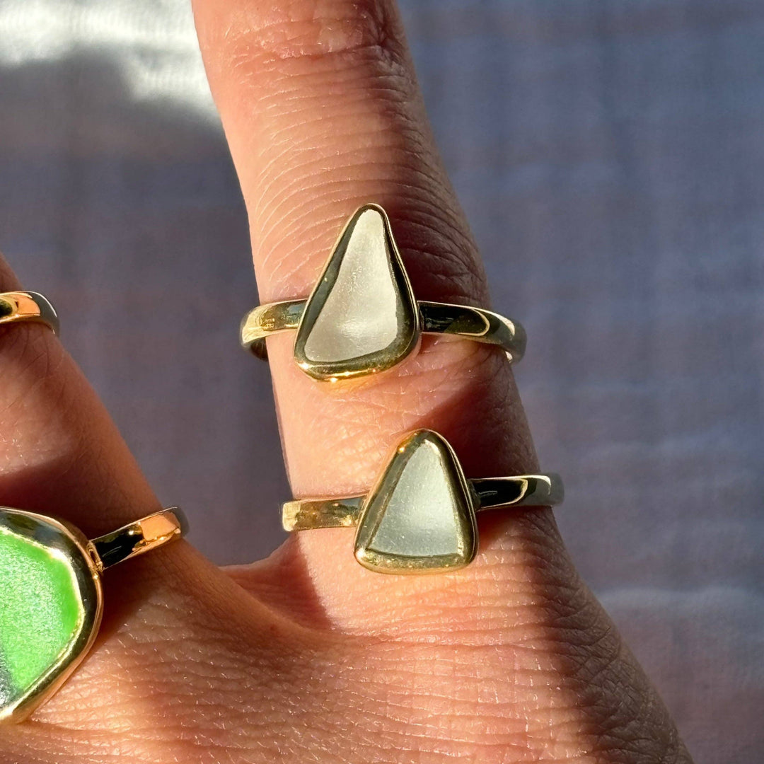White Sea Glass Ring (Handmade) - Hawaii