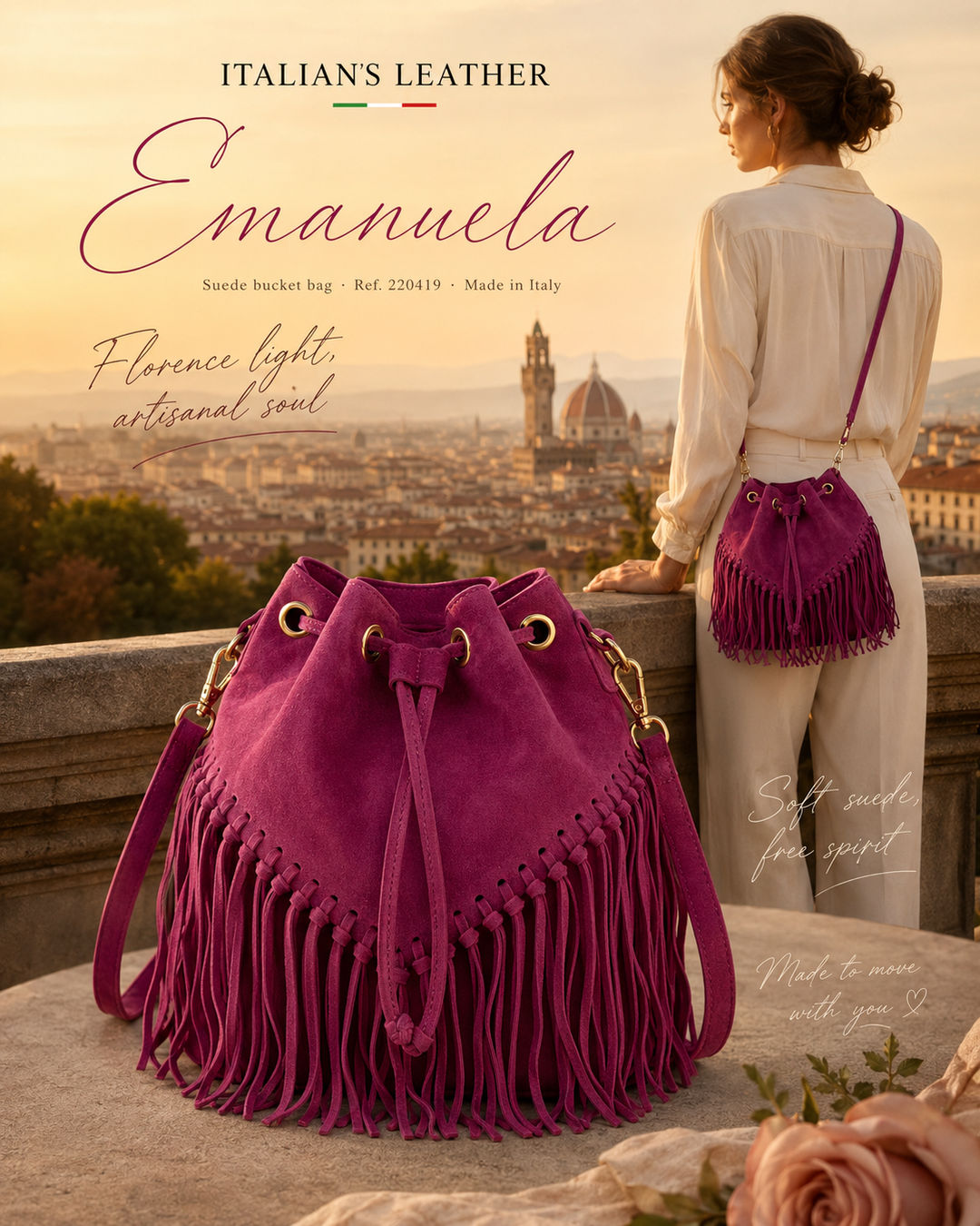 EMANUELA - Suede leather bag 220419