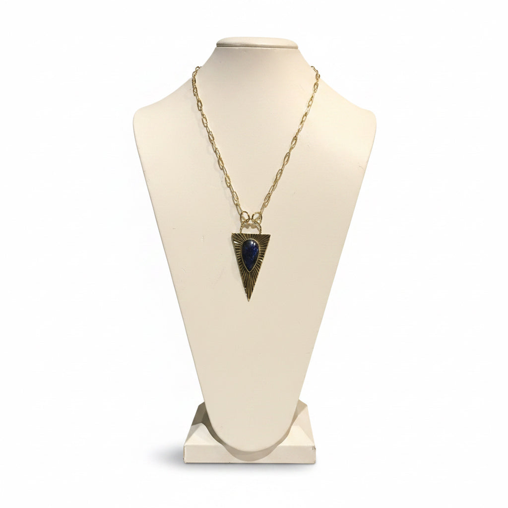 Brass Labradorite Medallion Pendant - India