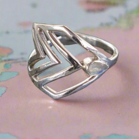 Sterling Silver Cross Chevron Ring