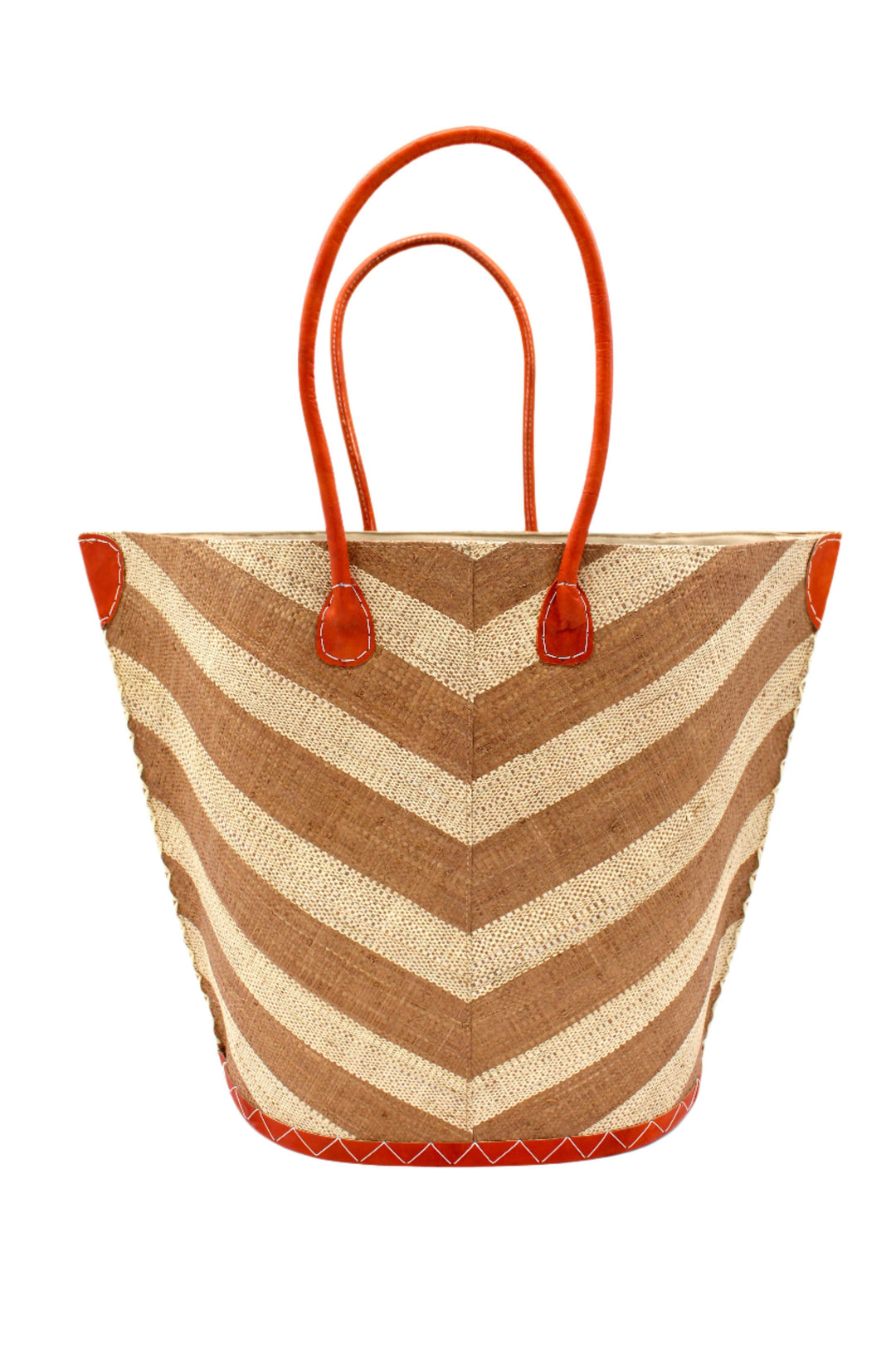 Santa Cruz Wide Stripe Chevron Large Straw Tote Bag