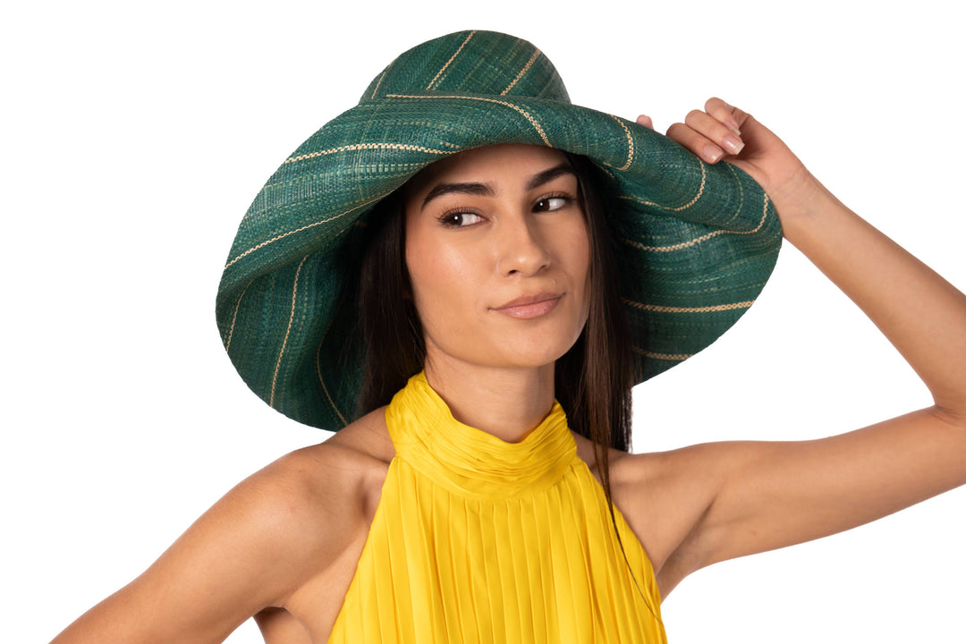 Sun Hats: Pinstripe Packable 5" & 7" Brim Raffia Straw