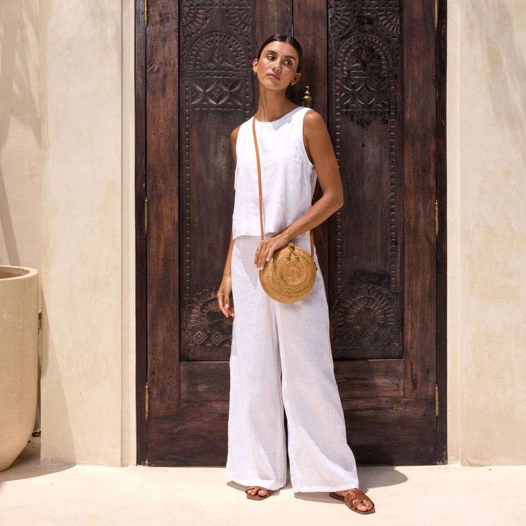 Ata Vine Round Crossbody Bag - Canteen
