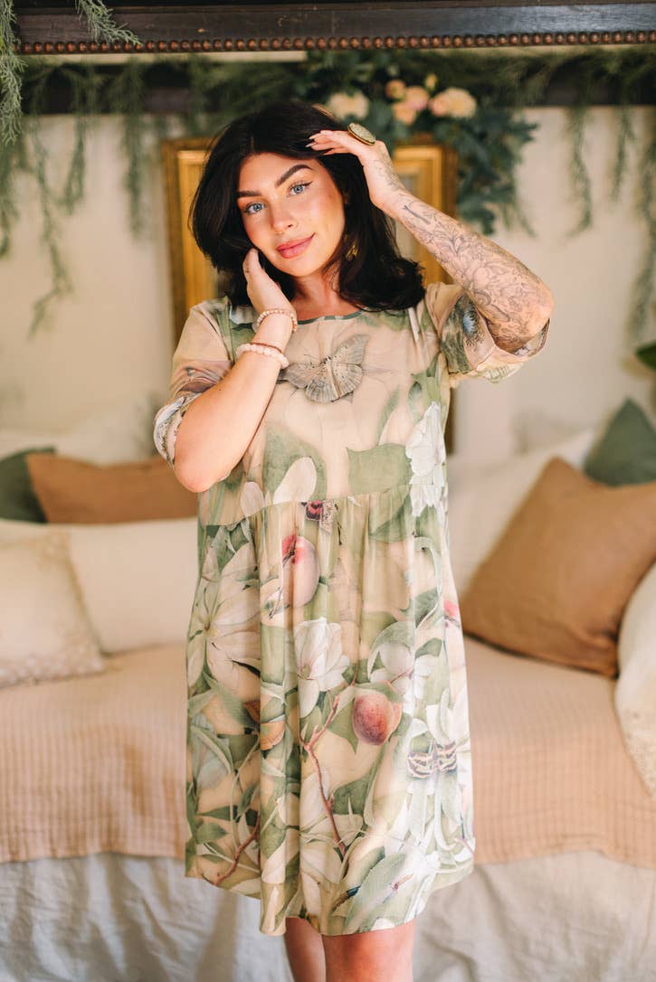 Fleur De Soleil Artist Dress Tunic w/ Pockets & Florals - Canada