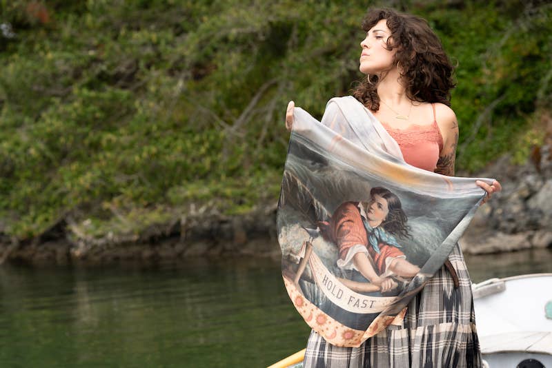 Hold Fast Scarf with Boat, Sun, Moon & Rainbow