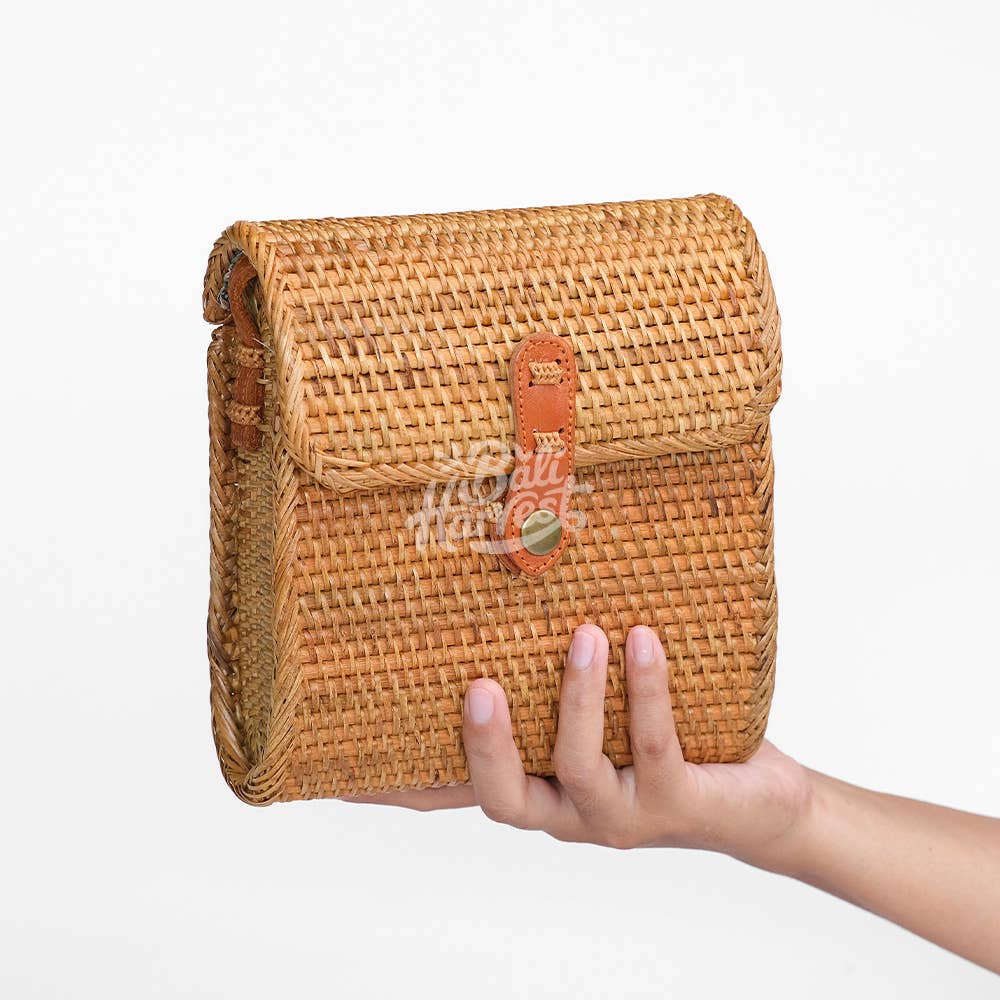 Rattan Bag Purse Wallet Clutch (Envelope Brown) - Ata Straw
