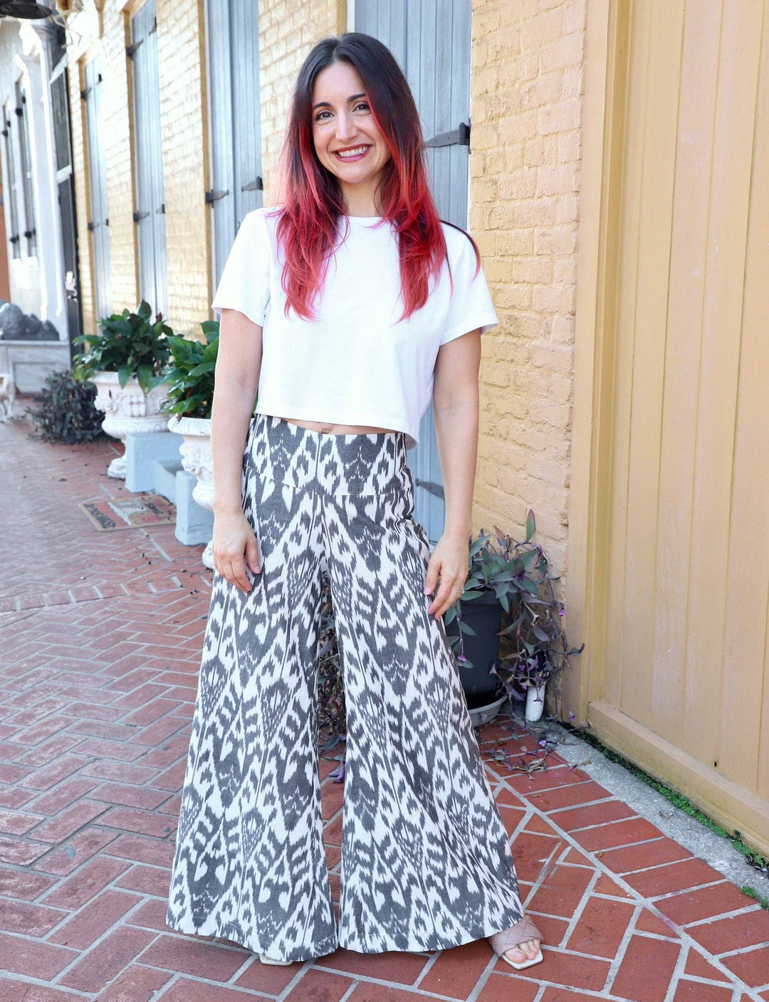 Saraswati Organic Cotton Black and White Wide Leg Pants