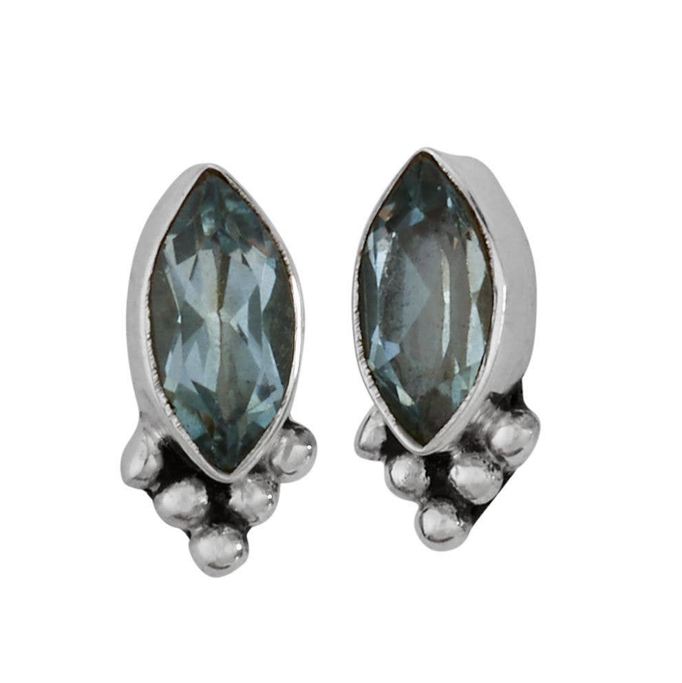 A Cool Touch Studs Sterling Silver & Blue Topaz Earrings