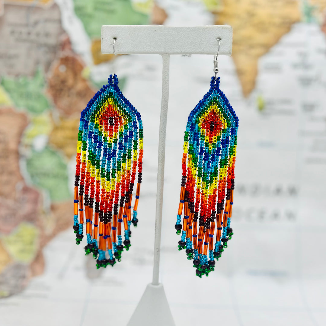 Rainbow XL Beaded Earring -Guatemala